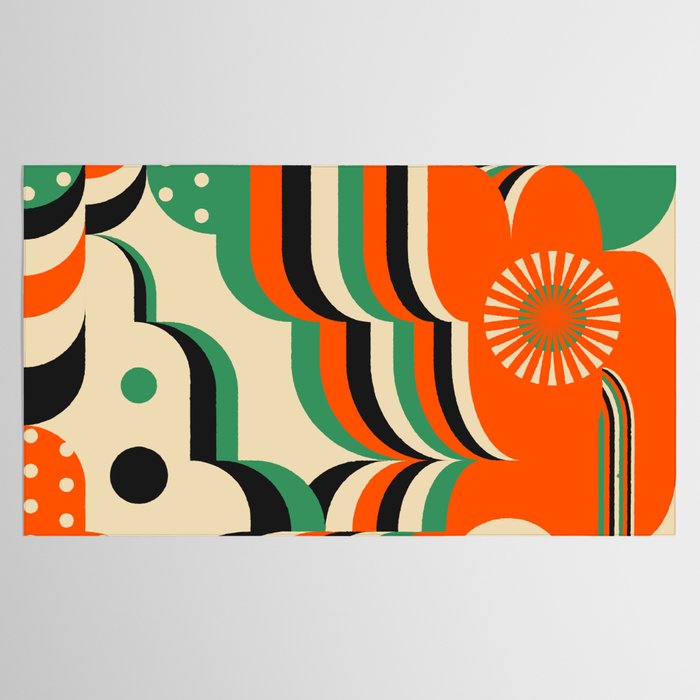 Happy Orange Green Geometric Garden Tablecloth Gallery Image 2
