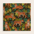 Jungle Cats In Charcoal Wood Wall Art Gallery Image 1