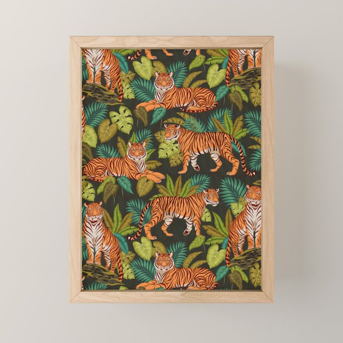 Jungle Cats In Charcoal Mini Art Print Gallery Image 1
