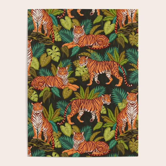 Jungle Cats In Charcoal Poster Gallery Image 4