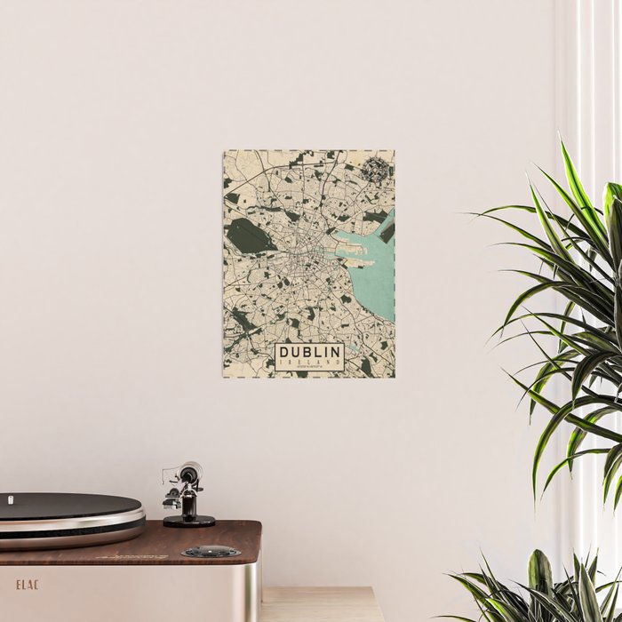 Dublin City Map of Ireland - Vintage Poster Gallery Image 2