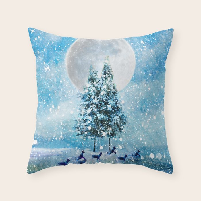 Winter Night 4 Throw Pillow Gallery Image 1