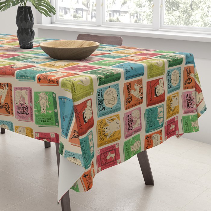 Meowsterpieces of Kiterature - Cat Literature Puns Tablecloth Gallery Image 3