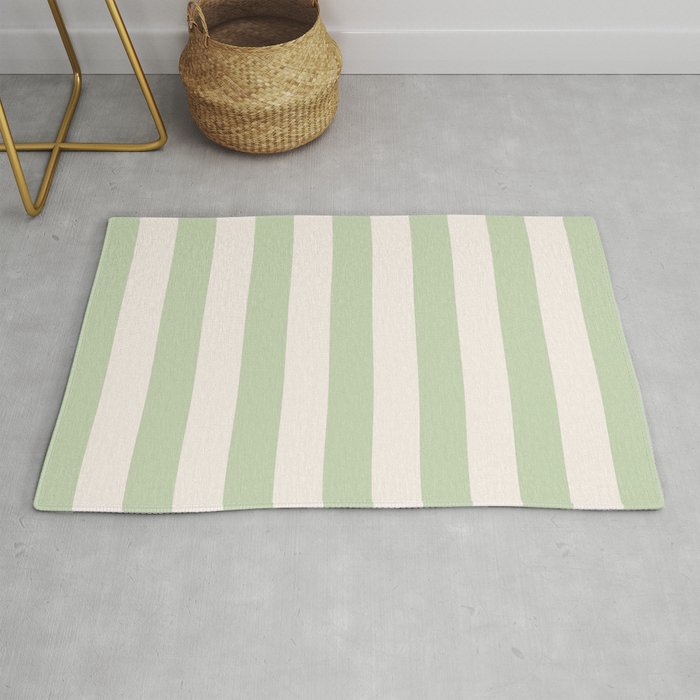 Pastel Green Vertical Stripes Rug Gallery Image 1