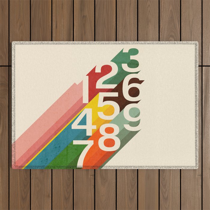 Retro Numbers Outdoor Rug Gallery Image 1