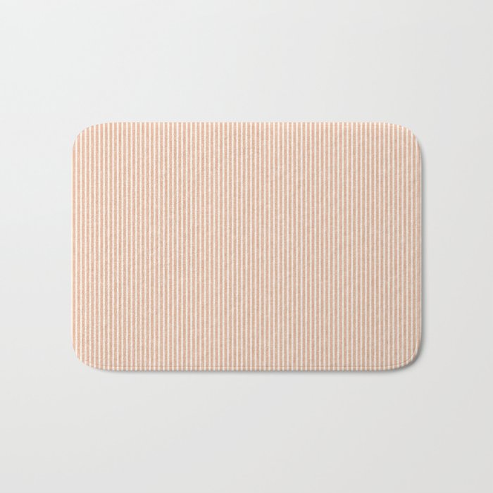 linen textured stripes - peach Bath Mat Gallery Image 1