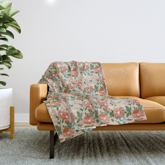 Botanical Nostalgia Hand Painted Throw Blanket Gallery Image 1