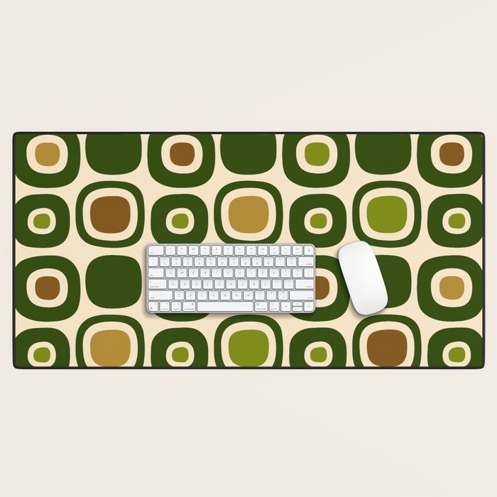 Mid Century Modern Modern Organic Shapes Pattern 321 Green Desk Mat Gallery Image 1