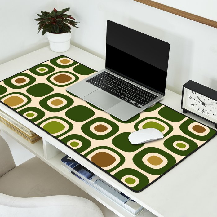 Mid Century Modern Modern Organic Shapes Pattern 321 Green Desk Mat Gallery Image 2