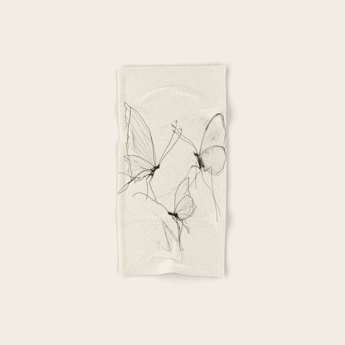 Minimal Butterfly Sketch Bath Towel Gallery Image 1