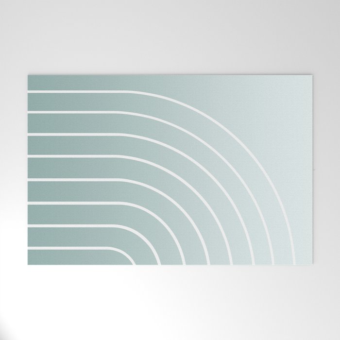 Ombre Arch XVII Natural Teal Gradient Modern Geometric Lines Welcome Mat Gallery Image 1