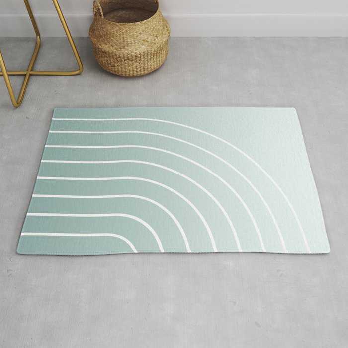 Ombre Arch XVII Natural Teal Gradient Modern Geometric Lines Rug Gallery Image 1