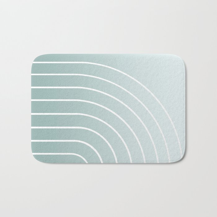 Ombre Arch XVII Natural Teal Gradient Modern Geometric Lines Bath Mat Gallery Image 1