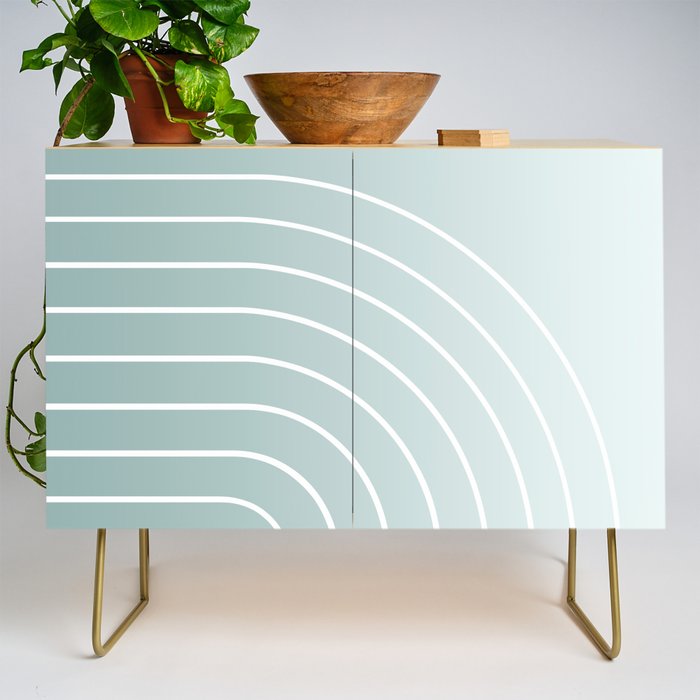 Ombre Arch XVII Natural Teal Gradient Modern Geometric Lines Credenza Gallery Image 1