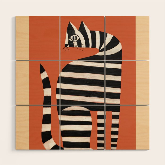 The Striped Cat II Wood Wall Art Gallery Image 1
