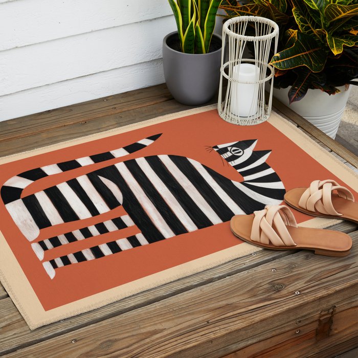 The Striped Cat II Outdoor Rug Gallery Image 2