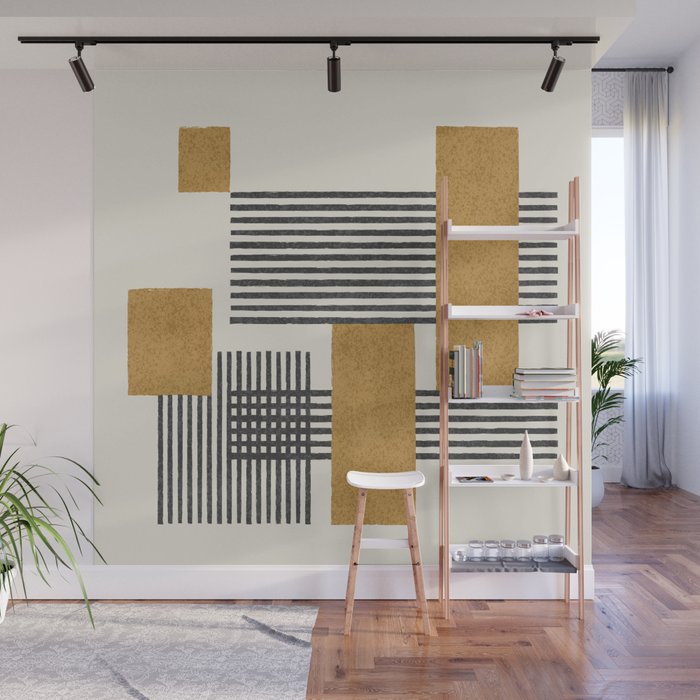 Stripes and Square Composition - Abstract Wall Mural Gallery Image 1