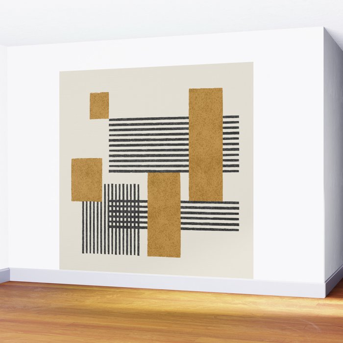 Stripes and Square Composition - Abstract Wall Mural Gallery Image 2