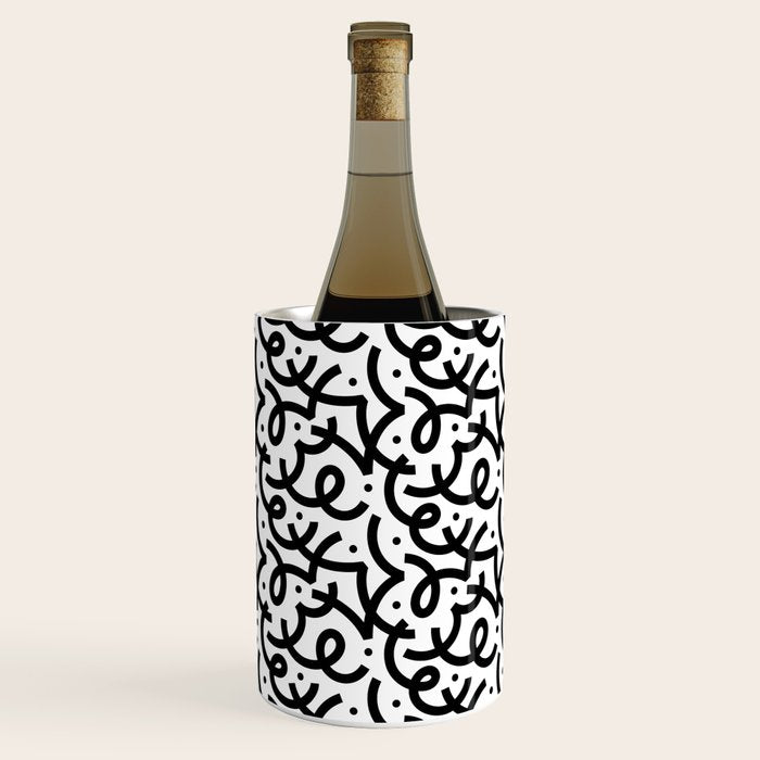 Abstract black and white line doodle pattern Wine Chiller Gallery Image 2