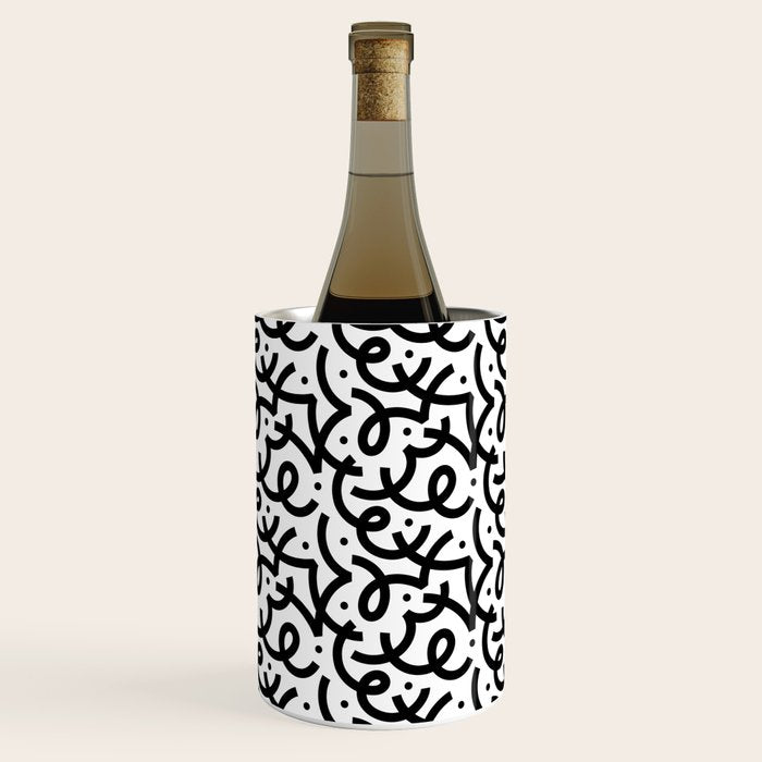 Abstract black and white line doodle pattern Wine Chiller Gallery Image 1