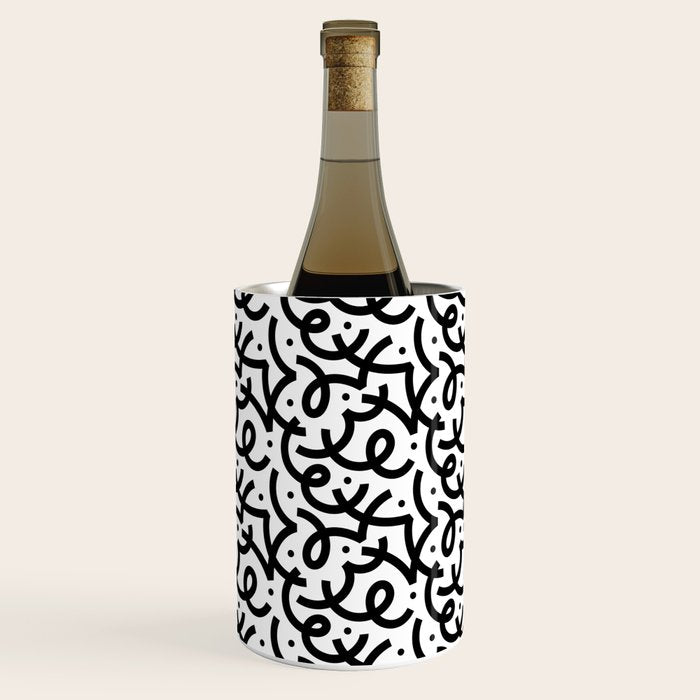 Abstract black and white line doodle pattern Wine Chiller Gallery Image 3