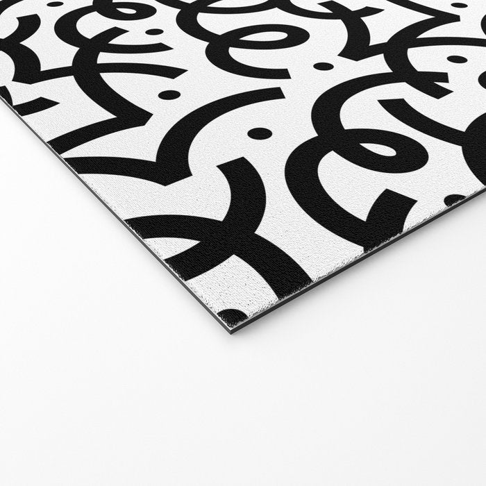 Abstract black and white line doodle pattern Welcome Mat Gallery Image 2