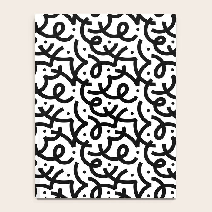Abstract black and white line doodle pattern Notebook Gallery Image 4