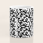 Abstract black and white line doodle pattern Coffee Mug Gallery Image 4