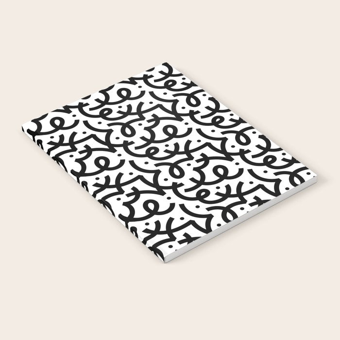 Abstract black and white line doodle pattern Notebook Gallery Image 2