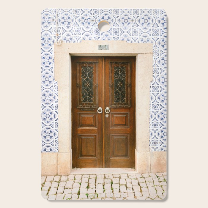 Ericeira door | Portugal travel photography print | Pastel wanderlust vibes  Cutting Board Gallery Image 1