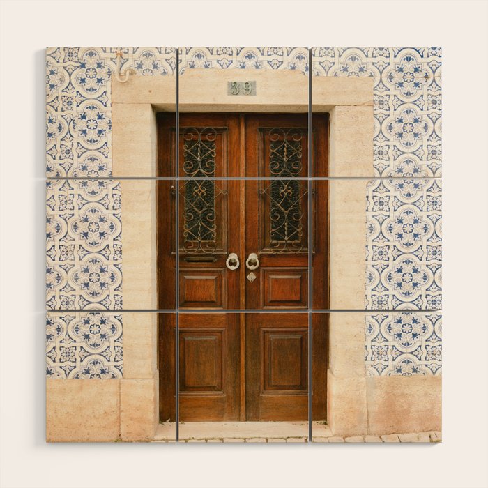 Ericeira door | Portugal travel photography print | Pastel wanderlust vibes  Wood Wall Art Gallery Image 1