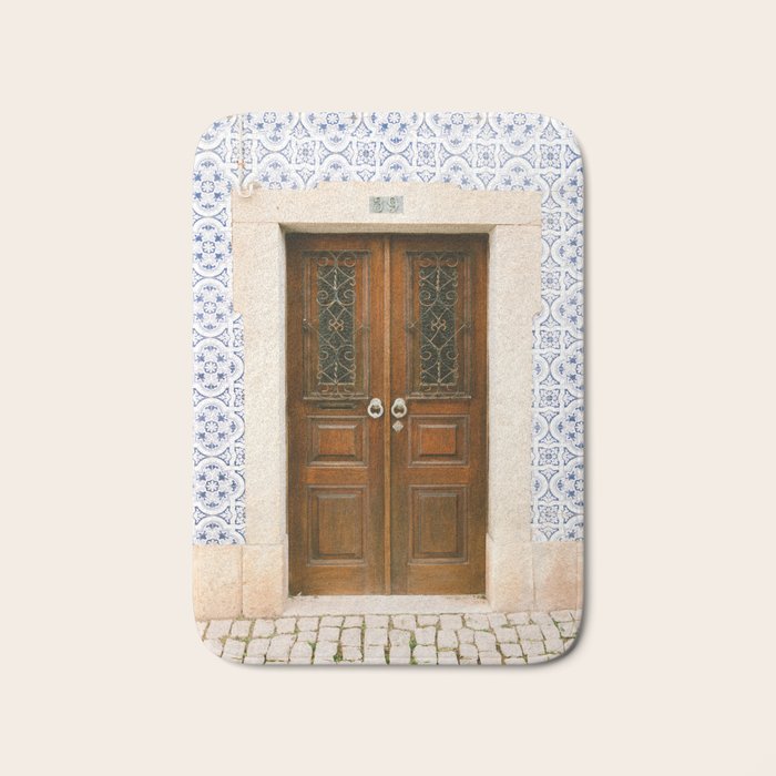 Ericeira door | Portugal travel photography print | Pastel wanderlust vibes  Bath Mat Gallery Image 1