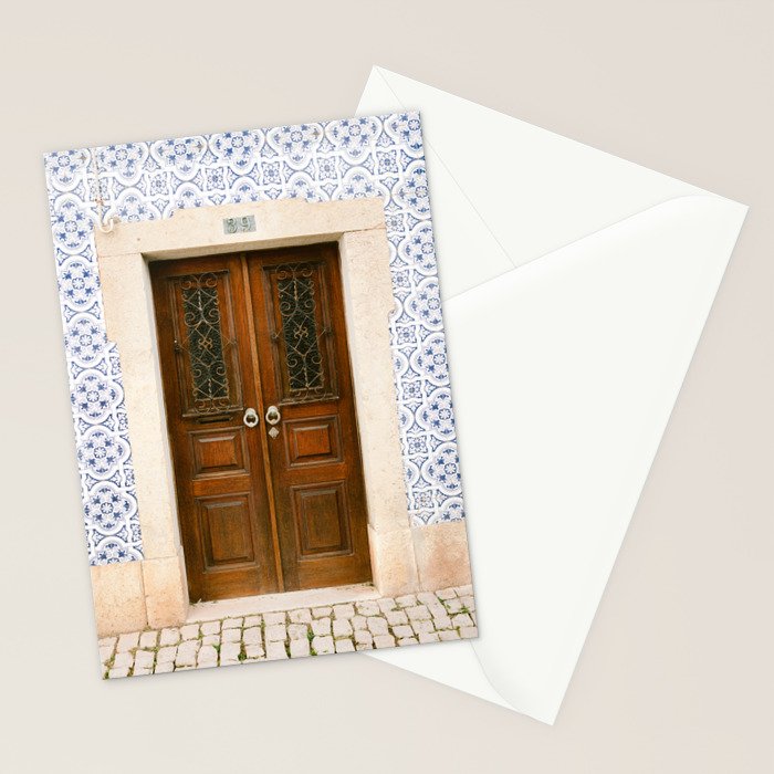 Ericeira door | Portugal travel photography print | Pastel wanderlust vibes  Stationery Card Gallery Image 2