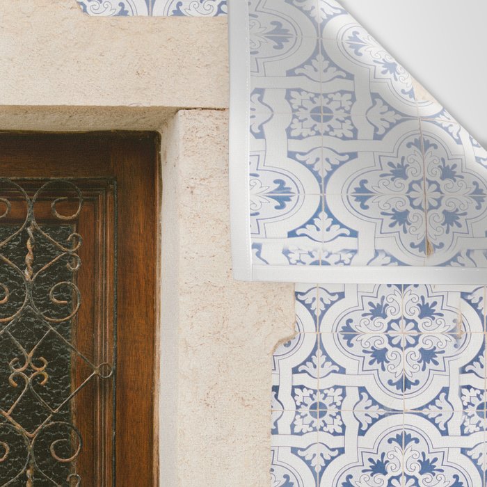 Ericeira door | Portugal travel photography print | Pastel wanderlust vibes  Wall Tapestry Gallery Image 3