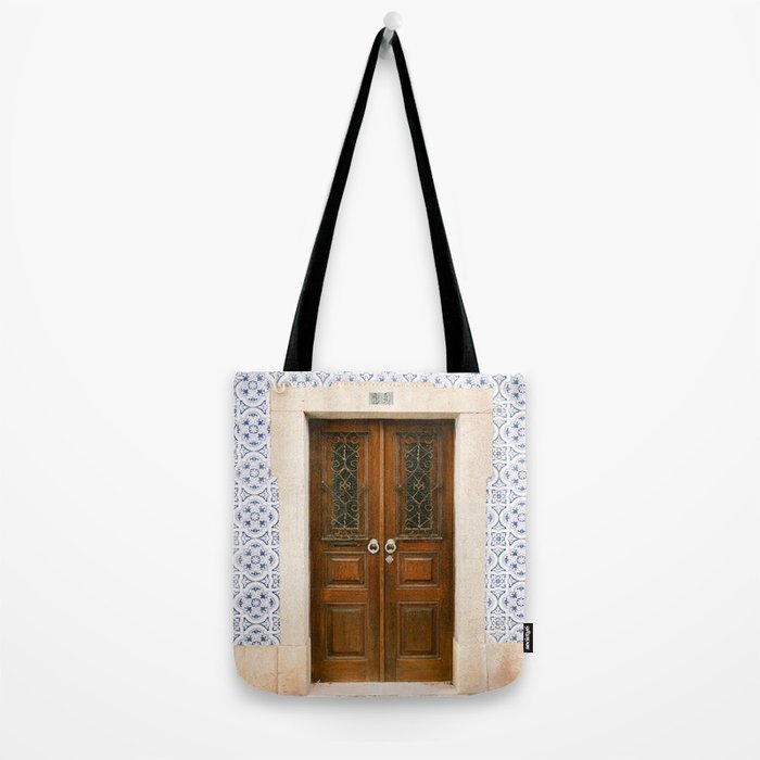 Ericeira door | Portugal travel photography print | Pastel wanderlust vibes  Tote Bag Gallery Image 2