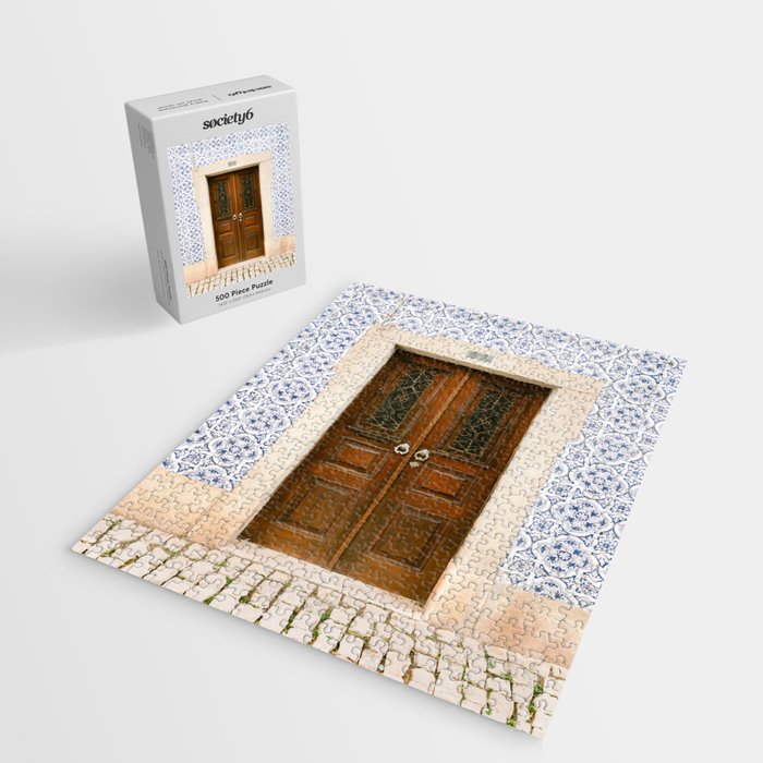 Ericeira door | Portugal travel photography print | Pastel wanderlust vibes  Jigsaw Puzzle Gallery Image 2