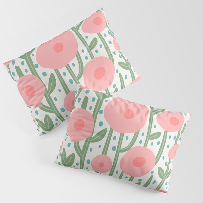 Flower Market Amsterdam Retro Scandi Spring Print Pillow Sham Gallery Image 1