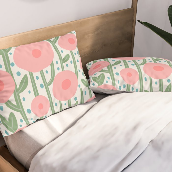Flower Market Amsterdam Retro Scandi Spring Print Pillow Sham Gallery Image 2