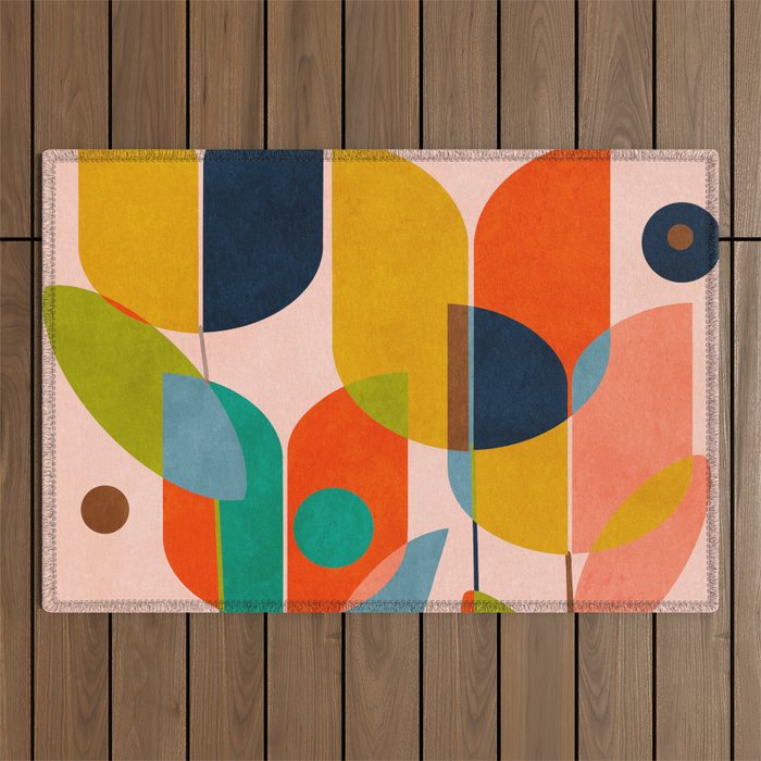 floral shapes III Outdoor Rug Gallery Image 1