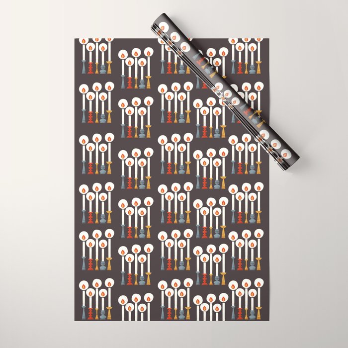 Festive Retro Candles Wrapping Paper Gallery Image 1