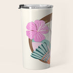 Tropical Badminton badge - pink, orange and teal Travel Mug Gallery Image 3
