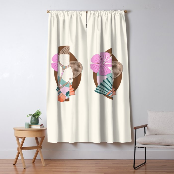 Tropical Badminton badge - pink, orange and teal Window Curtain Gallery Image 5