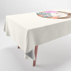 Tropical Badminton badge - pink, orange and teal Tablecloth Gallery Image 1