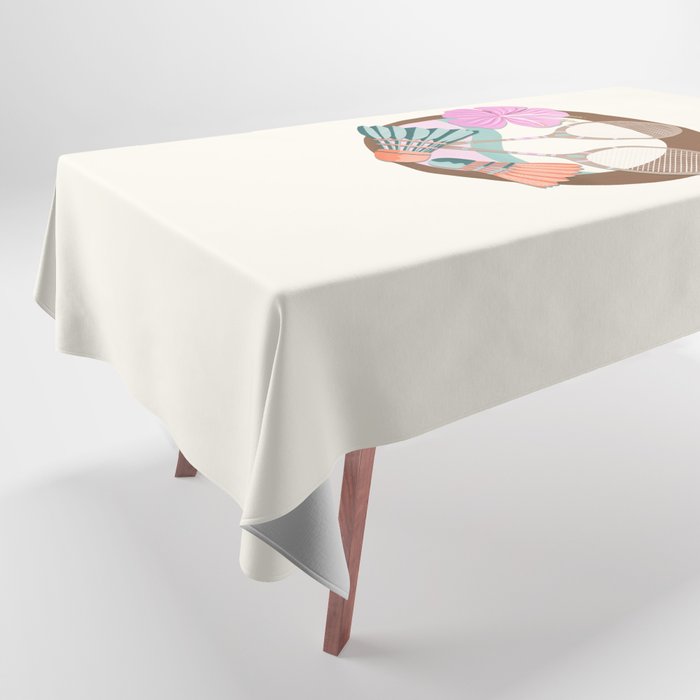 Tropical Badminton badge - pink, orange and teal Tablecloth Gallery Image 1