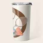 Tropical Badminton badge - pink, orange and teal Travel Mug Gallery Image 2