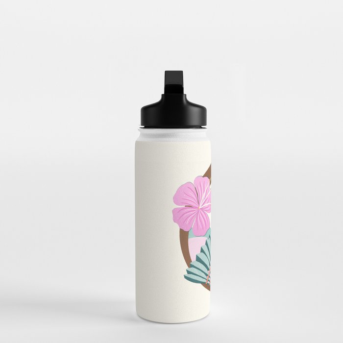 Tropical Badminton badge - pink, orange and teal Water Bottle Gallery Image 3