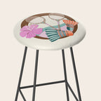 Tropical Badminton badge - pink, orange and teal Stool Gallery Image 2