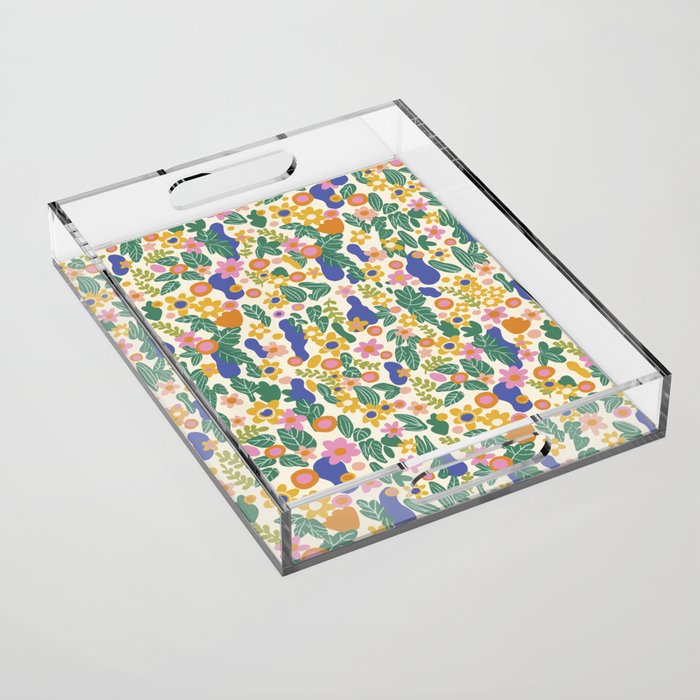 Evelyn floral pattern Acrylic Tray Gallery Image 1