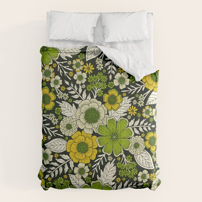 Modern Yellow & Green Floral Pattern Comforter Gallery Image 6