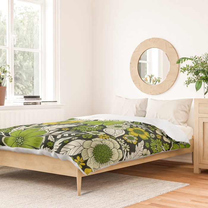 Modern Yellow & Green Floral Pattern Duvet Cover Gallery Image 2